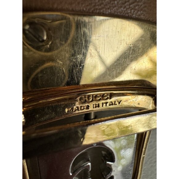 Gucci Vintage Buckle Croc Embossed Black Leather Belt 45 In - Picture 4 of 8